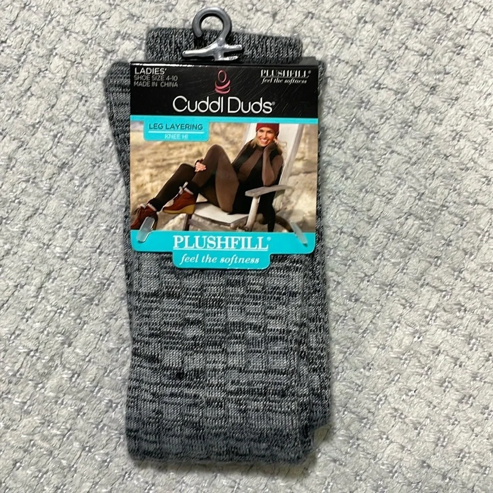 NWT’s Ladies Cuddl Duds Knee High Socks Spacedye Turncuff Graphite Size 4-10